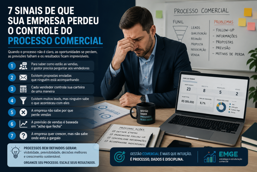 processo comercial desorganizado