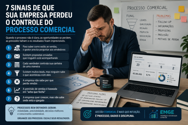 processo comercial desorganizado
